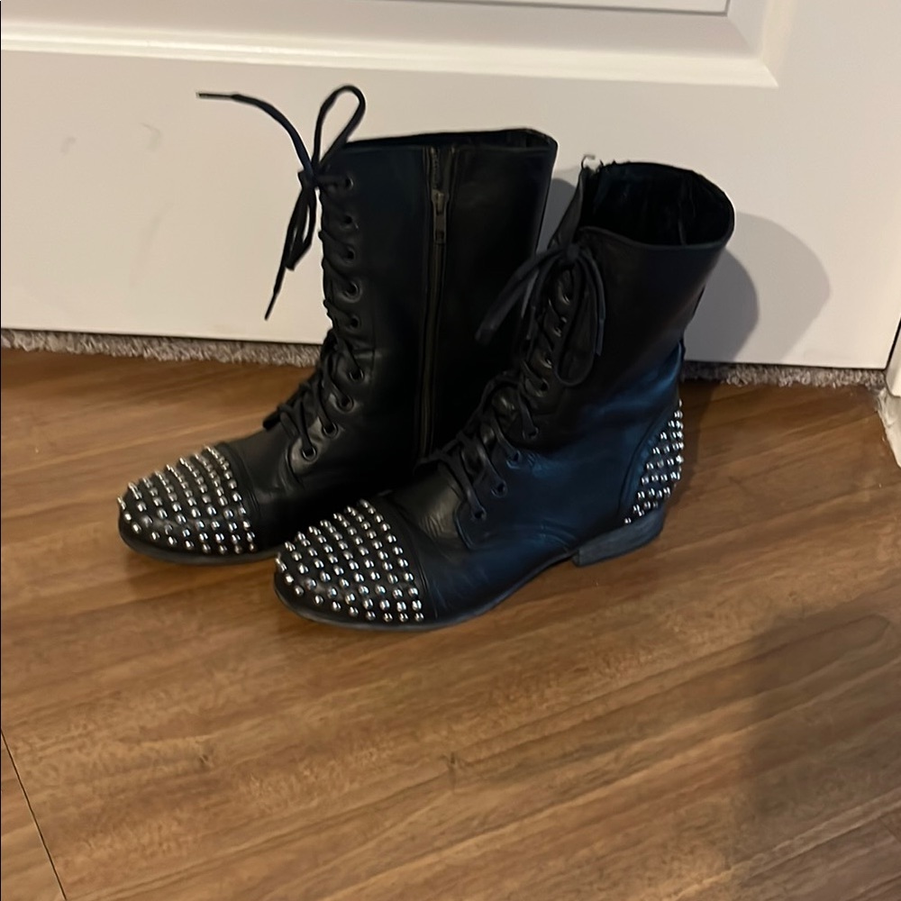 Studded Black Leather Boots